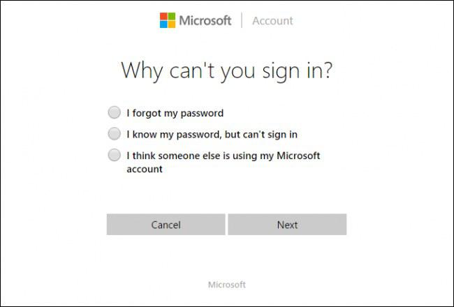 microsoft tool option reset password