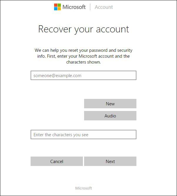 microsoft windows recover your account